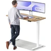 Elektrinis reguliuojamo aukščio stalas Desktronic HomePro Ąžuolo masyvas/Baltas, 140x70cm, Dvigubas motoras, USB ir USB-C įkrovimo lizdai