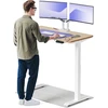 Elektrinis reguliuojamo aukščio stalas Desktronic HomeOne Bambukas/Baltas, 120x60cm, Dvigubas motoras, USB ir USB-C įkrovimo lizdai