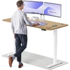 Elektrinis reguliuojamo aukščio stalas Desktronic HomePro Ąžuolo masyvas/Baltas, 180x80cm, Dvigubas motoras, USB ir USB-C įkrovimo lizdai