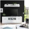 TV stovas Bianco, 180 cm, baltas blizgesys