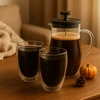 Winder Home Kavos rinkinys: French Press kavinukas 600 ml + 2 borosilikatinės termo stiklinės po 350 ml