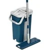 Winder Home Plokščia šluota su dviem skyriais kibiru ir 3 mikropluošto šluostėmis – mėlyna ,37 cm