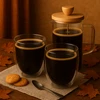 Winder Home Set: 2 Borosilicate Glass Cups 350 ml + French Press 350 ml with Bamboo Lid