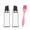 Winder Home Stiklinis aliejaus butelis juodas, 500 ml – rinkinys 2 vnt. + silikoninis teptukas kepimui