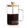 Winder Home Stūmoklinis kavos ir arbatos kavinukas su bambukiniu dangteliu – French Press indas, 600 ml talpa