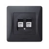 Potinkinis duomenų lizdas Cat6+Cat6 (RJ45 kištukas), Videx Binera, juodas grafitas, IP20 VF-BNSK2PC6-BG – dvigubas RJ45 duomenų prievadas greito kabelinio interneto tiekimui