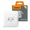 Potinkinis duomenų lizdas Cat6+Cat6 (RJ45 kištukas), Videx Binera, balta, IP20 VF-BNSK2PC6-W – dvigubas RJ45 duomenų prievadas greito kabelinio interneto tiekimui