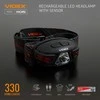 Įkraunamas galvos žibintas su judesio jutikliu LED CREE XTE 5W, 330Lm 5000K, Li-ion 850mAh, VIDEX VLF-H015 – Bekontaktis judesio jutiklis šviesos įjungimui rankos mostu