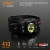 Įkraunamas galvos žibintas su judesio jutikliu LED CREE XTE 5W + COB, 410Lm 5000K, Li-ion 1800mAh, VIDEX VLF-H035C – Padidinta 410Lm galia su plačiu ir siauru šviesos srautu