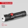 Įkraunamas kišeninis LED žibintuvėlis 230Lm 6500K, Li-ion 18650 1200mAh, TITANUM TLF-T03 – Optinis priartinimas spindulio fokusavimui nuo plataus kampo iki ilgo atstumo