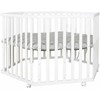 ROBA LITTLE STARS Hegaxonal Baby Playpen - Adjustable Height - Padded Cover - Braked Wheels - Baltas Lacquered Wood - Star Patter