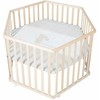 Hegaxonal Baby Playpen - ROBA - LIEBHABEAR - Height Adjustable - Removable Base - 6 Braked Wheels - Natural Wood - Teddy Bear Pa