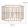 Hegaxonal Baby Playpen - ROBA - LIEBHABEAR - Height Adjustable - Removable Base - 6 Braked Wheels - Natural Wood - Teddy Bear Pa