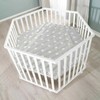 ROBA LITTLE STARS Hegaxonal Baby Playpen - Adjustable Height - Padded Cover - Braked Wheels - Baltas Lacquered Wood - Star Patter