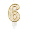 GoDan žvakės numeris auksinė kontūras "6"