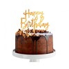 GoDan Dekoracja akrylowa na tort Happy Birthday auksinė