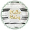 Auksinės popierinės lėkštutės kūdikiui „Hello“, 8 vnt., 23 cm