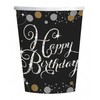 Auksiniai „Su gimtadieniu“ popieriniai puodeliai, 8 vnt., po 250 ml