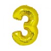 GoDan Folinis balionas skaičius “3” aukso spalvos