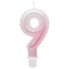 Baltai rožinė „Number Ombre“ žvakė „Number 9“, gimtadienio žvakė