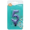 Blue „Number Diamond Metallic Mėlyna“ žvakė „5“, torto formos