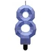 Blue „Number Diamond Metallic Mėlyna“ žvakė „Number 8“, torto formos žvakė