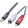 Garso Kabelis - LINDY Premium 3.5 mm Kištukas į 2 x RCA, 3 m, Juodas