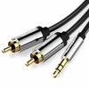 2xRCA kabelio (Cinch) lizdas iki 3.5 mm Vention BCFBJ 5m (juodas)