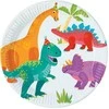 Dinozaurų vakarėlio popierinės lėkštės, 8 vnt., 23 cm, FSC