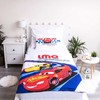 Patalynė bawełniana 100x135 Cars Auta 8322 balta raudona mėlyna Zygzak McQueen poszewka 40x60 dziecięca do łóżeczka