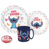 Disney Lilo ir Stitch Disney Lilo ir Stitch Palms vakarienės rinkinys, mikroplastiko rinkinys su 350 ml puodeliu