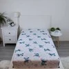 Prześcieradło bawełniane su gumką 90x200 Lilo I Stitch Ohana balta mėlyna vaikams JF24