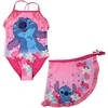 Disney Lilo ir Stitch rožinis vaikiškas maudymosi kostiumėlio ir sarongo komplektas 3-8 metų vaikams