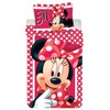 Patalynė bawełniana 140x200 Myszka Mini 3068 Minnie Mouse dots raudona grochy dvipusė poszewka 70x90