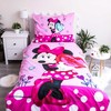 Patalynė bawełniana 140x200 Myszka Mini Minnie Mouse 8094 serce rožinė grochy kwiaty poszewka 70x90 dziecięca