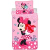 Patalynė bawełniana 140x200 Myszka Mini Minnie Mouse 8094 serce rožinė grochy kwiaty poszewka 70x90 dziecięca