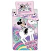 Patalynė bawełniana 140x200 Myszka Mini Vienaragis 9718 Minnie Mouse rožinė unicorn poszewka 70x90 dziecięca