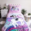 Patalynė bawełniana 140x200 Myszka Mini Vienaragis 9718 Minnie Mouse rožinė unicorn poszewka 70x90 dziecięca