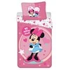 Patalynė dziecięca 140x200 Myszka Mini Minnie Mouse 9503 rožinė amarantowa w groszki poszewka 70x90