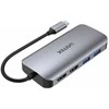 USB-C šakotuvas - UNITEK 2X HDMI 4K, RJ45, PD 100W Pilkas