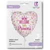 Folinis balionas „Princess Baby Girl“ – blizgučiais papuoštas pirmojo gimtadienio balionas, 46 cm