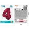 GoDan Foil balionas numeris 4 raudonas Smart 92cm