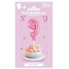 GoDan Balon 13cm foliowy na patyku "9" rožinė