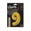 GoDan 9 numerio folijos balionas, auksinis, matinis, 92 cm