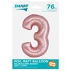 GoDan Smart folijos balionas, numeris 3, matinė rožinė, 76 cm GoDan