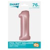GoDan Smart folijos balionas, numeris 1, matinė rožinė, 76 cm GoDan
