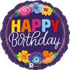 Folinis balionas „Su gimtadieniu!“, 46 cm, „Happy Birthday“, „Bright Blooms“