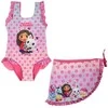 Gabby's Dollhouse Pandy vaikiškas maudymosi kostiumėlio ir sarongo komplektas 3-8 metų vaikams