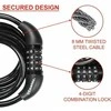 Masterlock MASTER LOCK Susisukanti trosinė dviračio spyna juodu vinylo apvalkalu su 4 skaitmenų užraktu