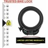 Master Lock Masterlock Pinta plieninė dviračio spyna juodu vinilo apvalkalu su 4 skaitmenų užraktu